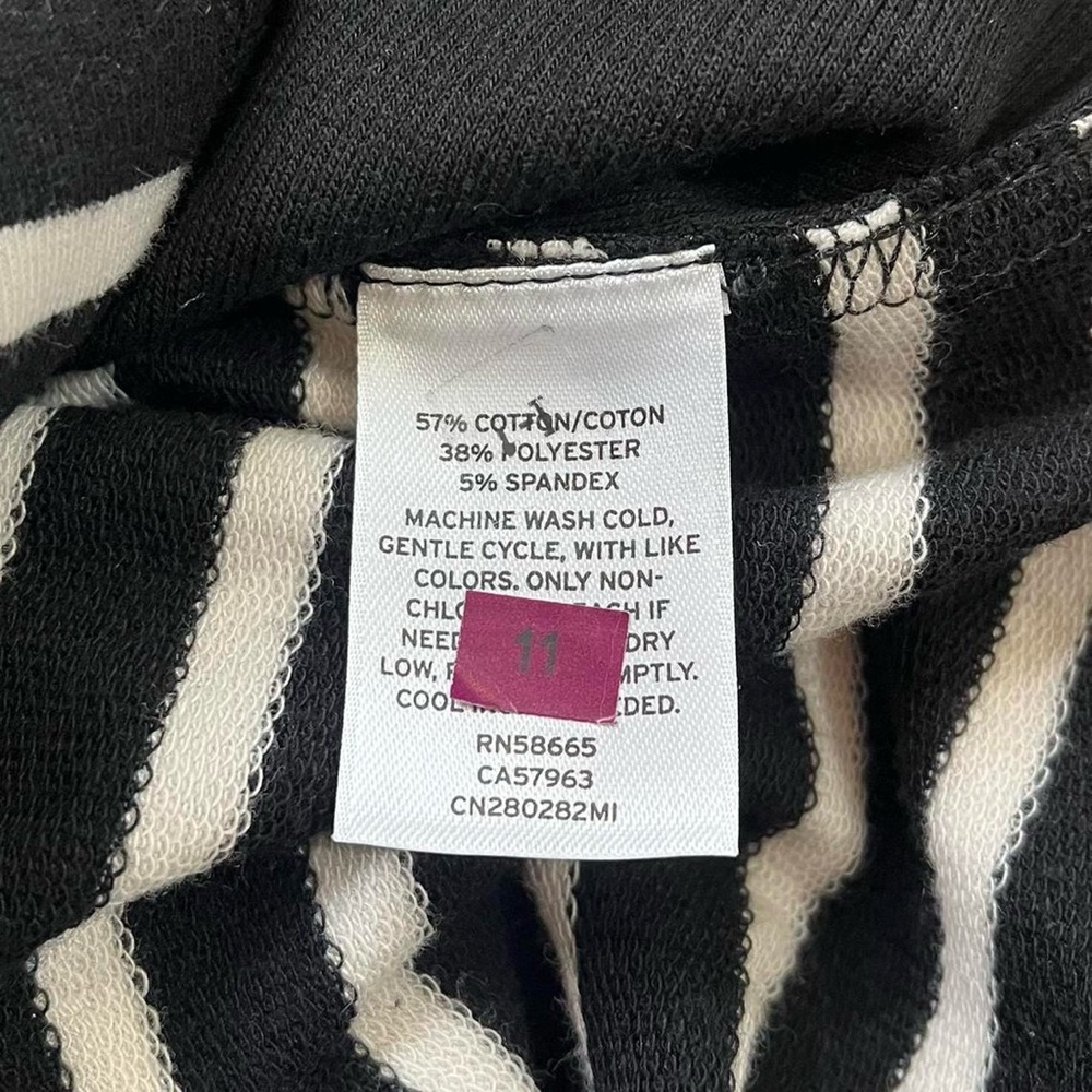 NWT! Caslon Large Size 1 Black and White Striped Ribbed Knit Zip Cotton Jacket - Picture 7 of 8